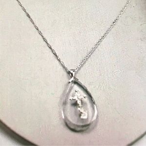 Bradford Exchange Sterling 925 Crystal Teardrop Pendant/Chain